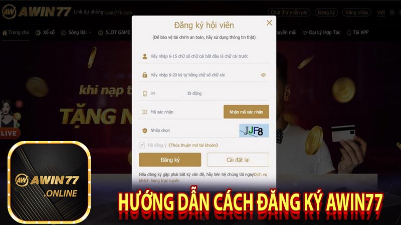 Hướng dẫn cách đăng ký AWIN77